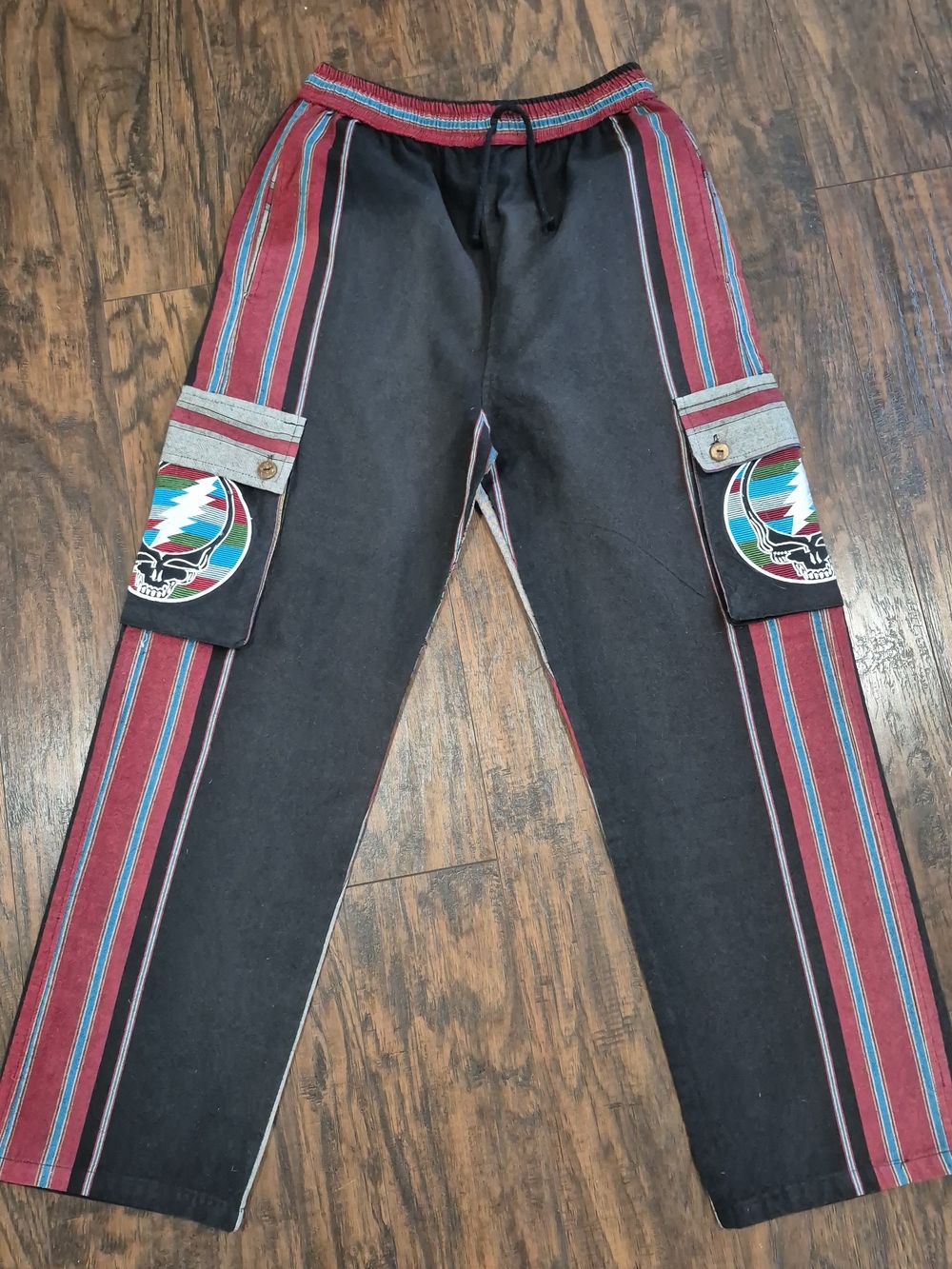 Official Grateful Dead Woven Stripe Cargo Pants - Made in Nepal - Size M